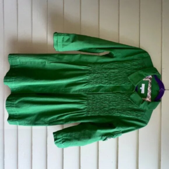 ODD MOLLY Green embroidered embellished smocked coat - Picture 1 of 5